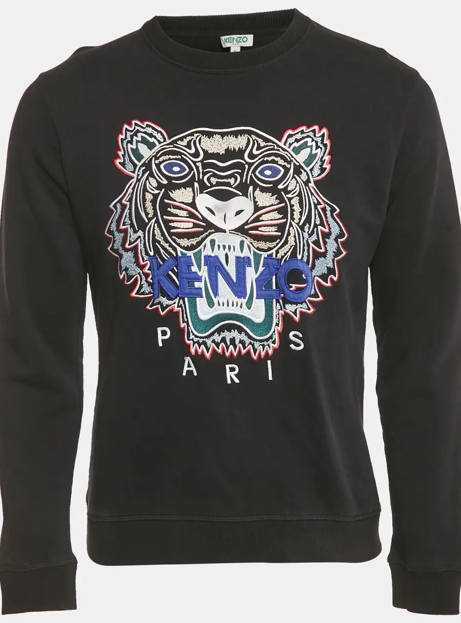 Kenzo Black Tiger Embroidered Cotton Sweatshirt S