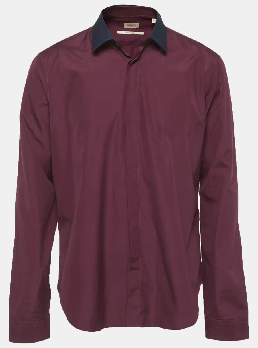 Kenzo Purple Cotton Slim Plus Shirt 3XL