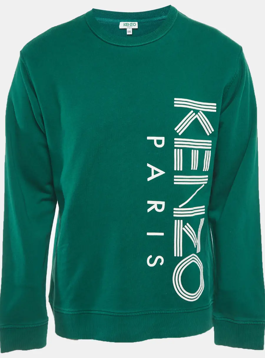 Kenzo Green Logo Print French Terry Sweatshirt XXL