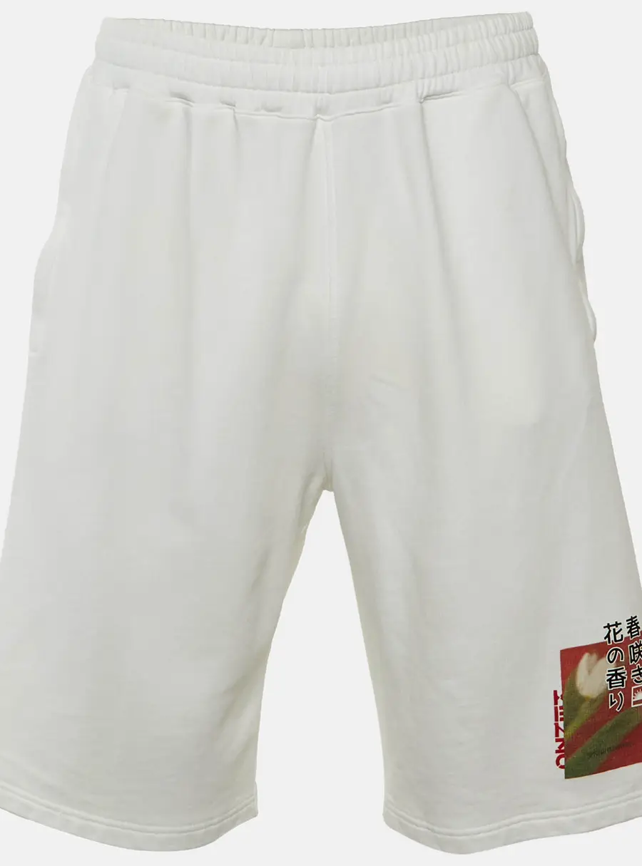 Kenzo White Cotton Bermuda Shorts M
