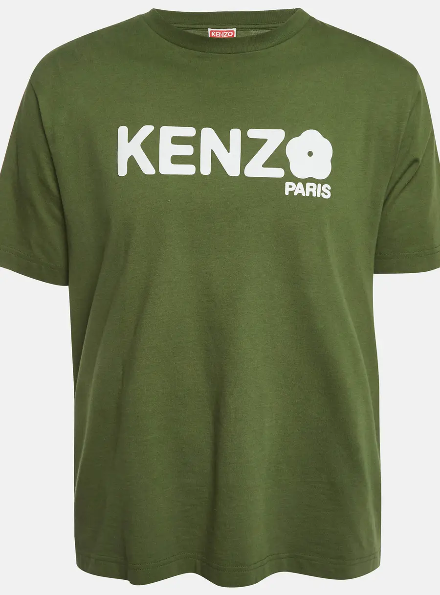 Kenzo Green Gots Boke Flower Print Jersey Oversized T-Shirt S