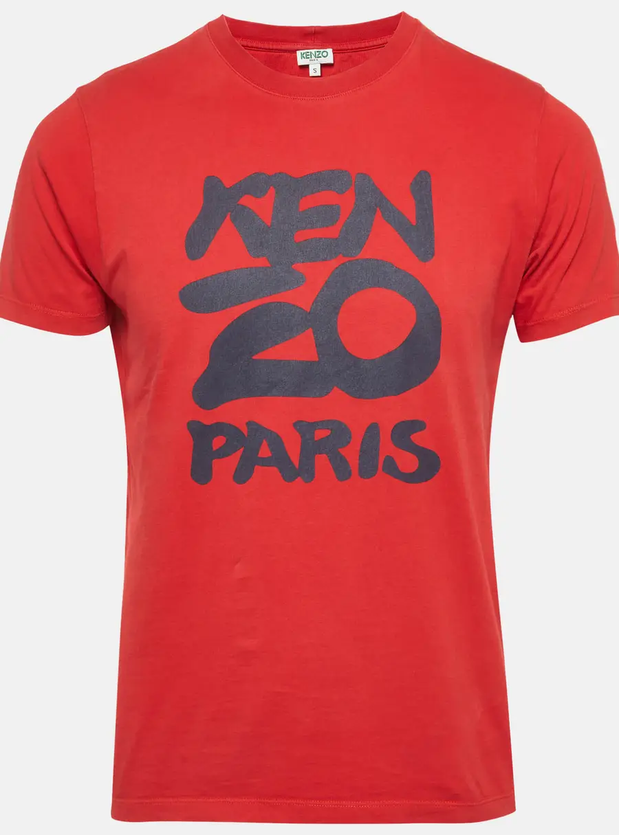 Kenzo Red Graphic Knit Crewneck T-Shirt S