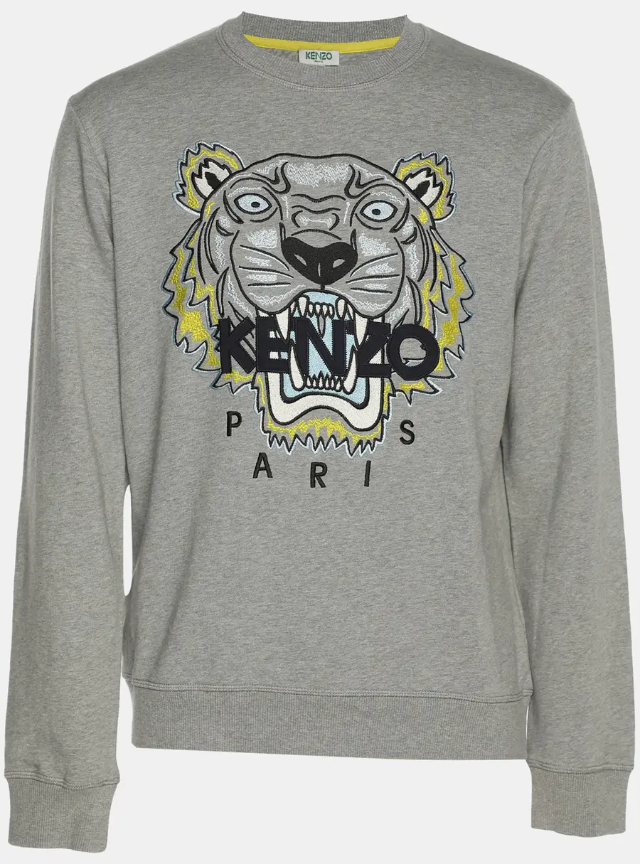 Kenzo Grey Tiger Embroidered Cotton Sweatshirt S