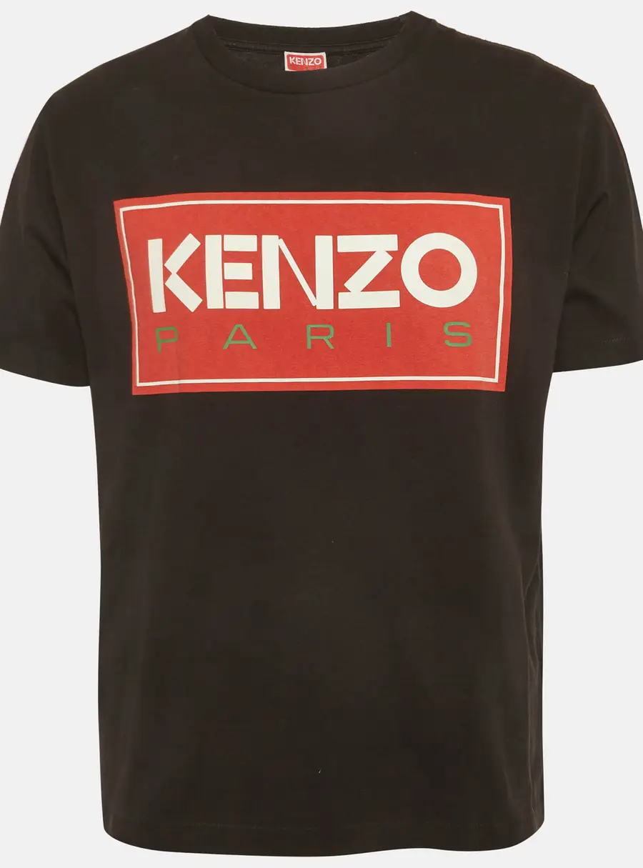 Kenzo Black Logo Print Cotton Knit Crewneck T-Shirts M