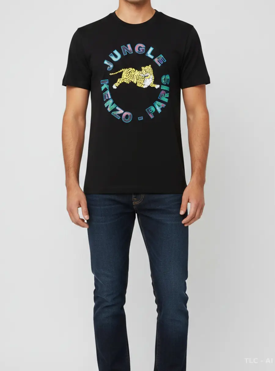 Kenzo X H&M Black Jersey Embroidered Short Sleeve T-Shirt S