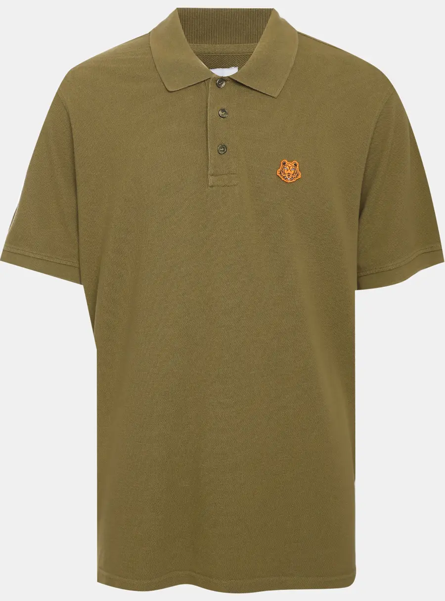 Kenzo Green Jersey Tiger Detail Polo T-Shirt XL
