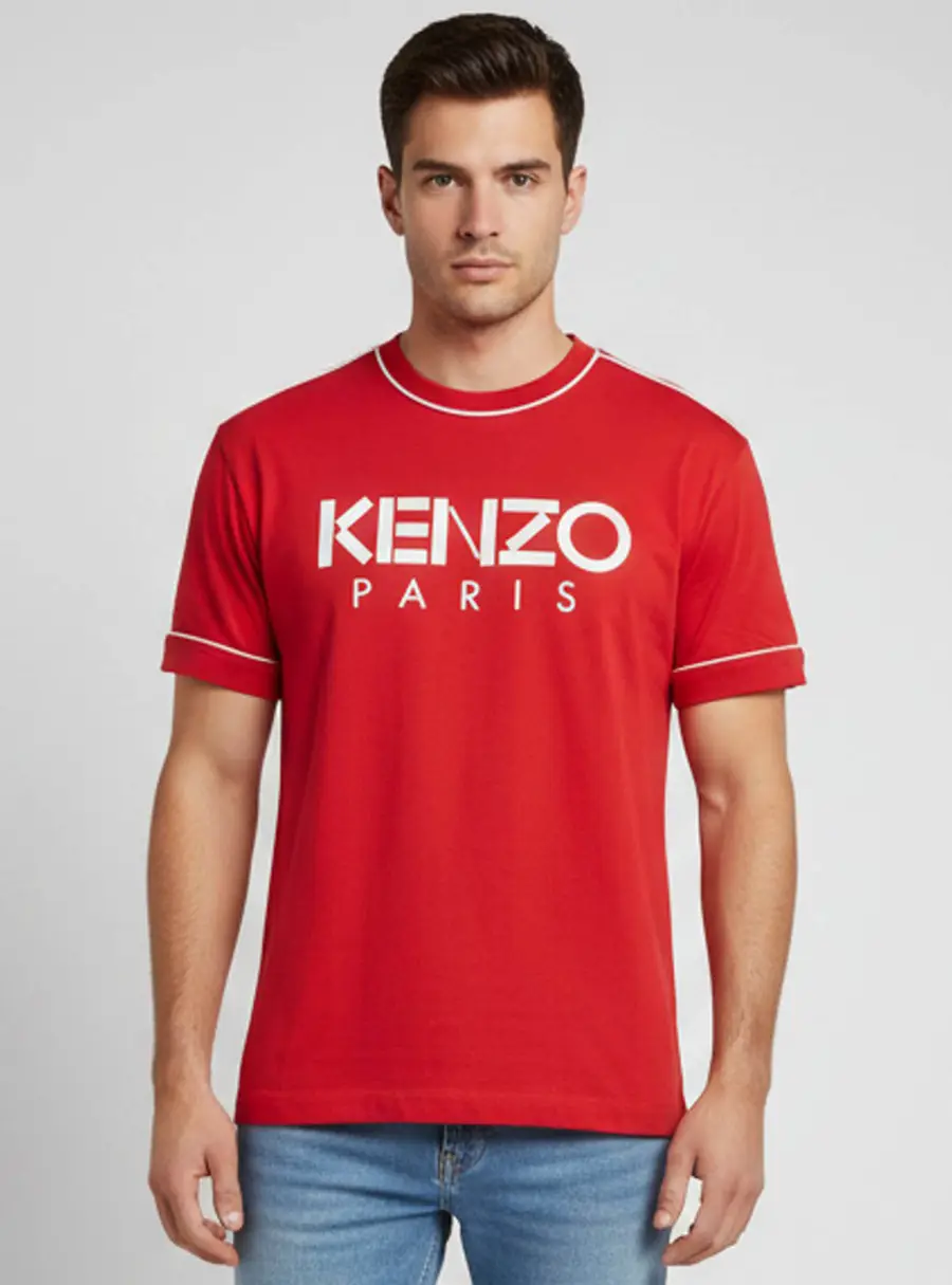 Kenzo Red Logo Graphic Jersey Crew Neck T-Shirt M