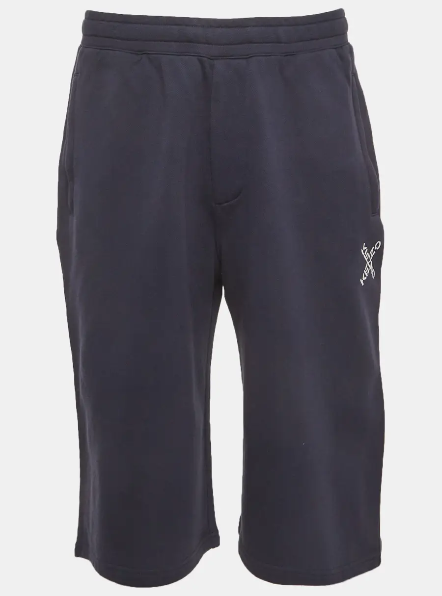 Kenzo Navy Blue Logo Print Jersey Oversized Sport 'Little X' Shorts M