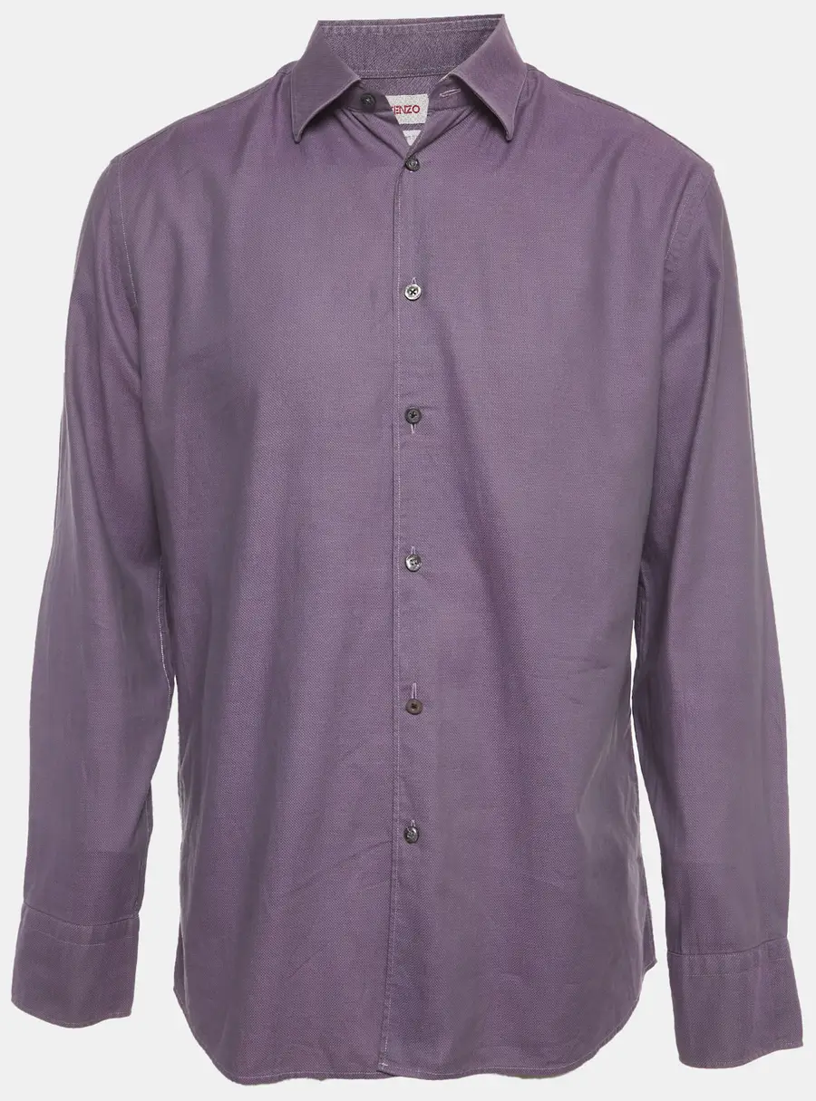 Kenzo Purple Cotton Long Sleeve Shirt XL