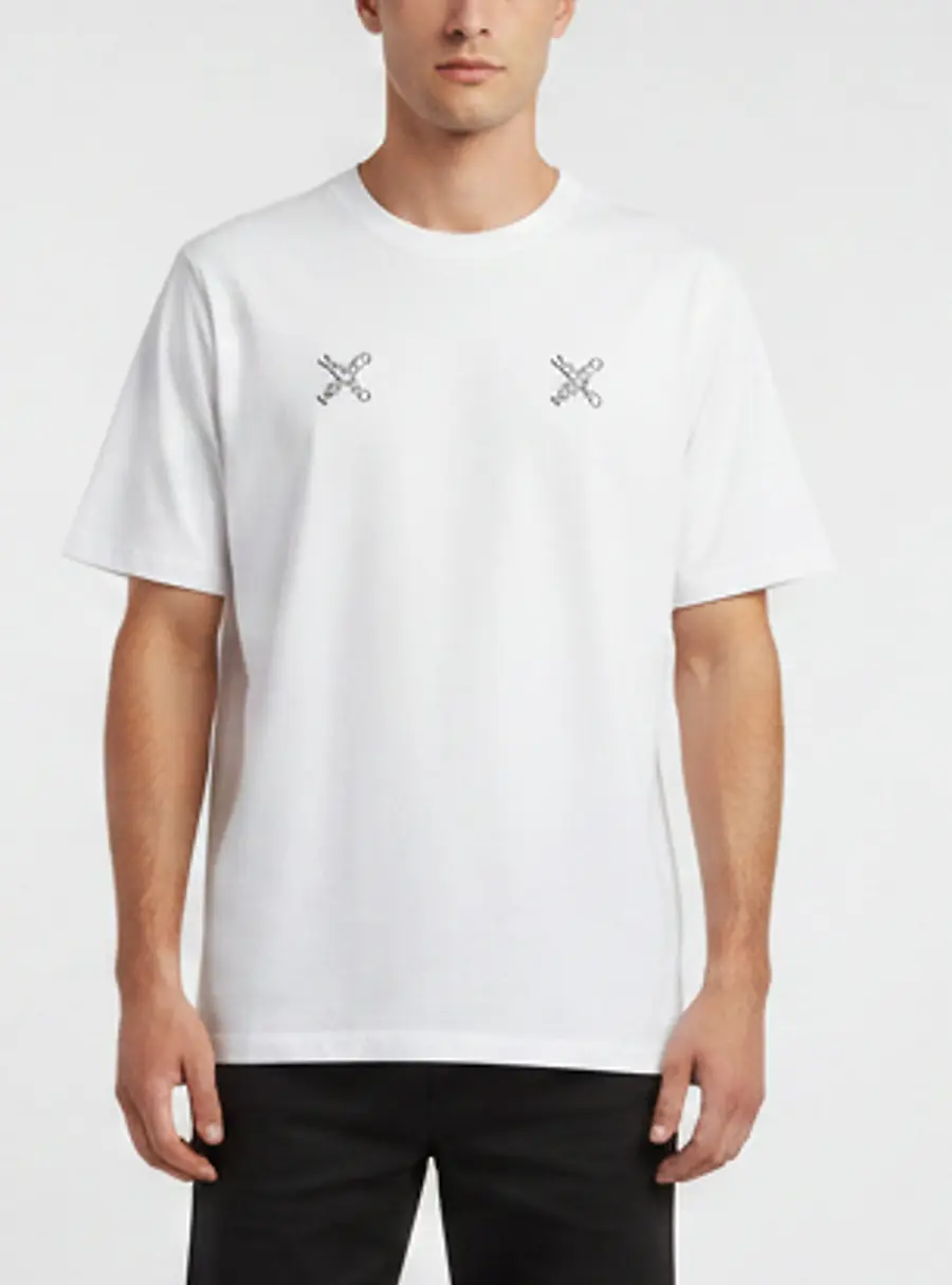Kenzo White Cross Logo Graphic Jersey Crewneck T-Shirt M
