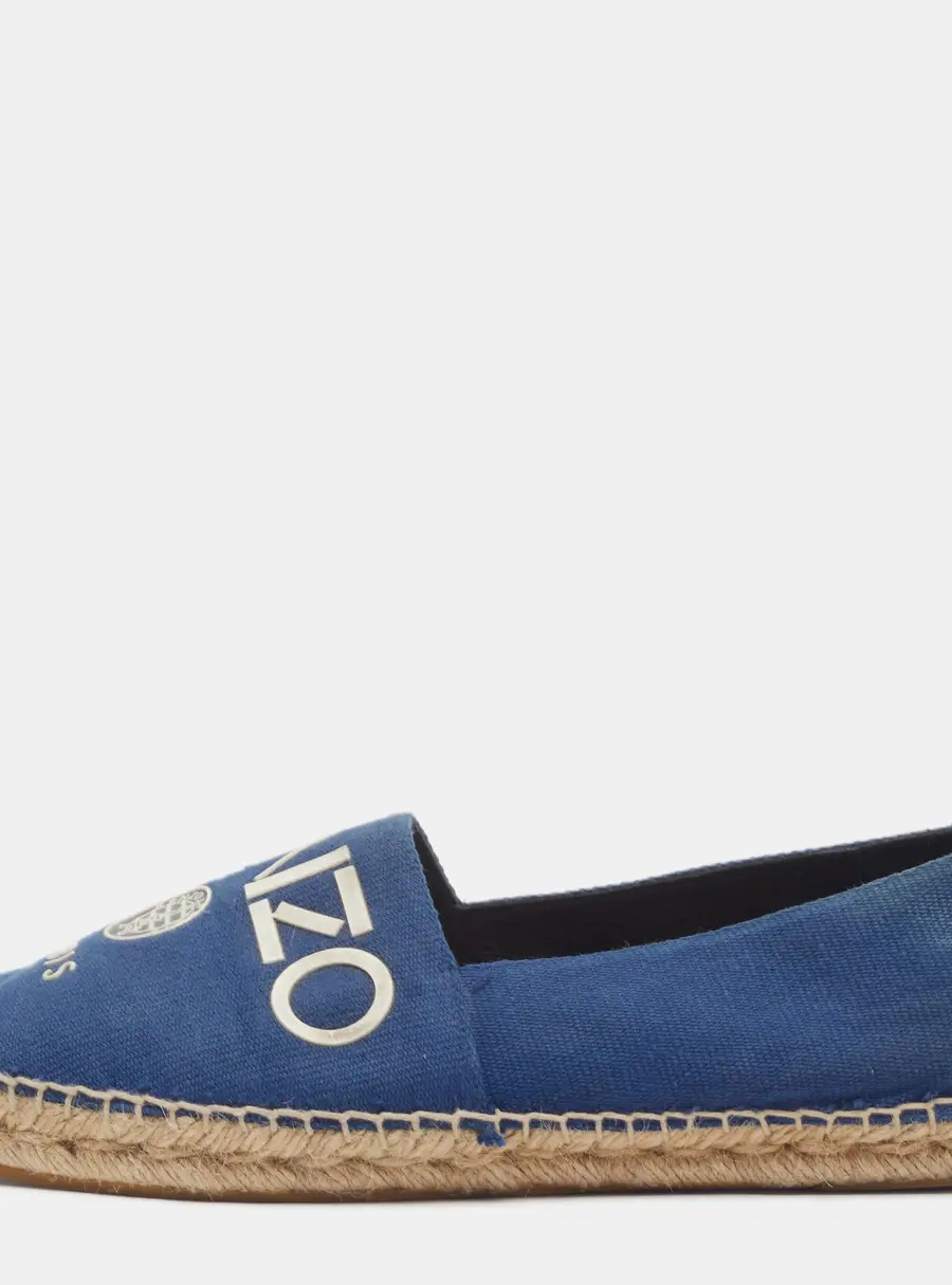 Kenzo Size 40 Blue Canvas Slip On Espadrille Flat