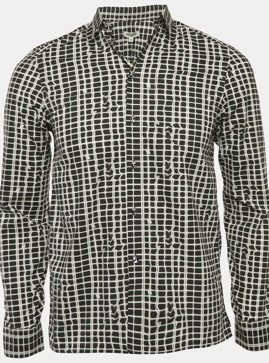 Kenzo Black/White Printed Cotton Button Front Shirt S