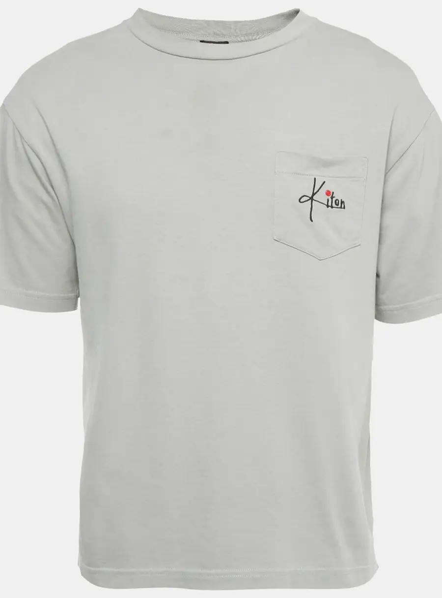 Kiton Grey Logo Embroidery Cotton Crew Neck T-Shirt S