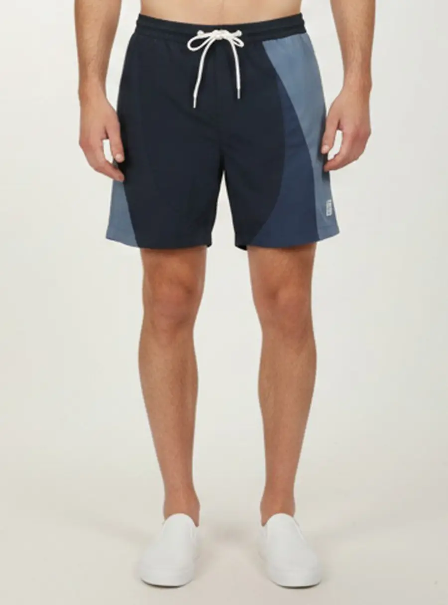 Kith Three Tone Blue Stretch Nylon Drawstring Short Pants L