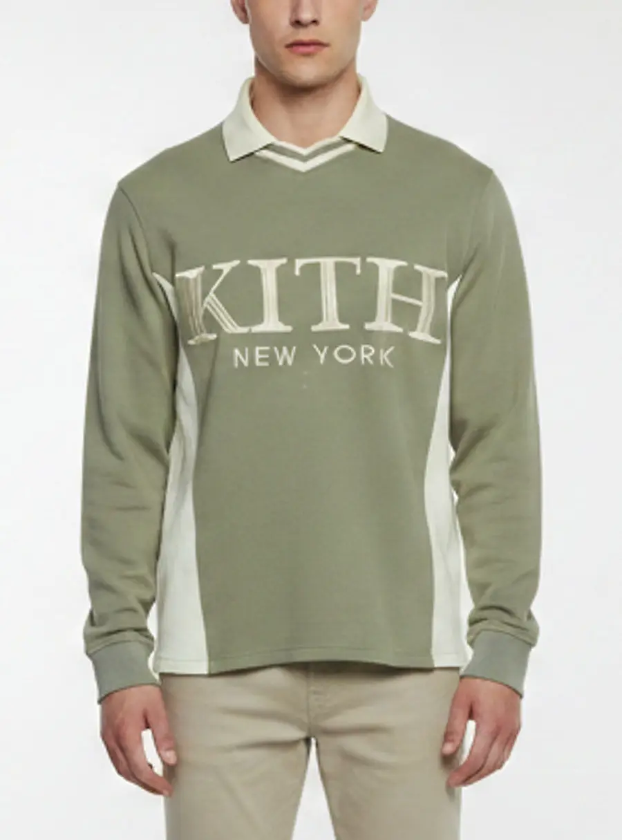 Kith Green Printed Pique Cotton Long Sleeve Sweatshirt XS