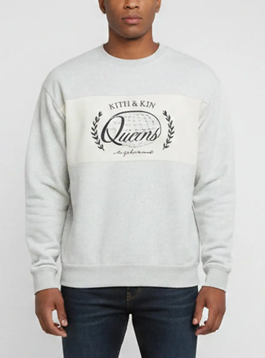 Kith Light Grey Knit Nelson Rugby Crew Neck Sweatshirt S