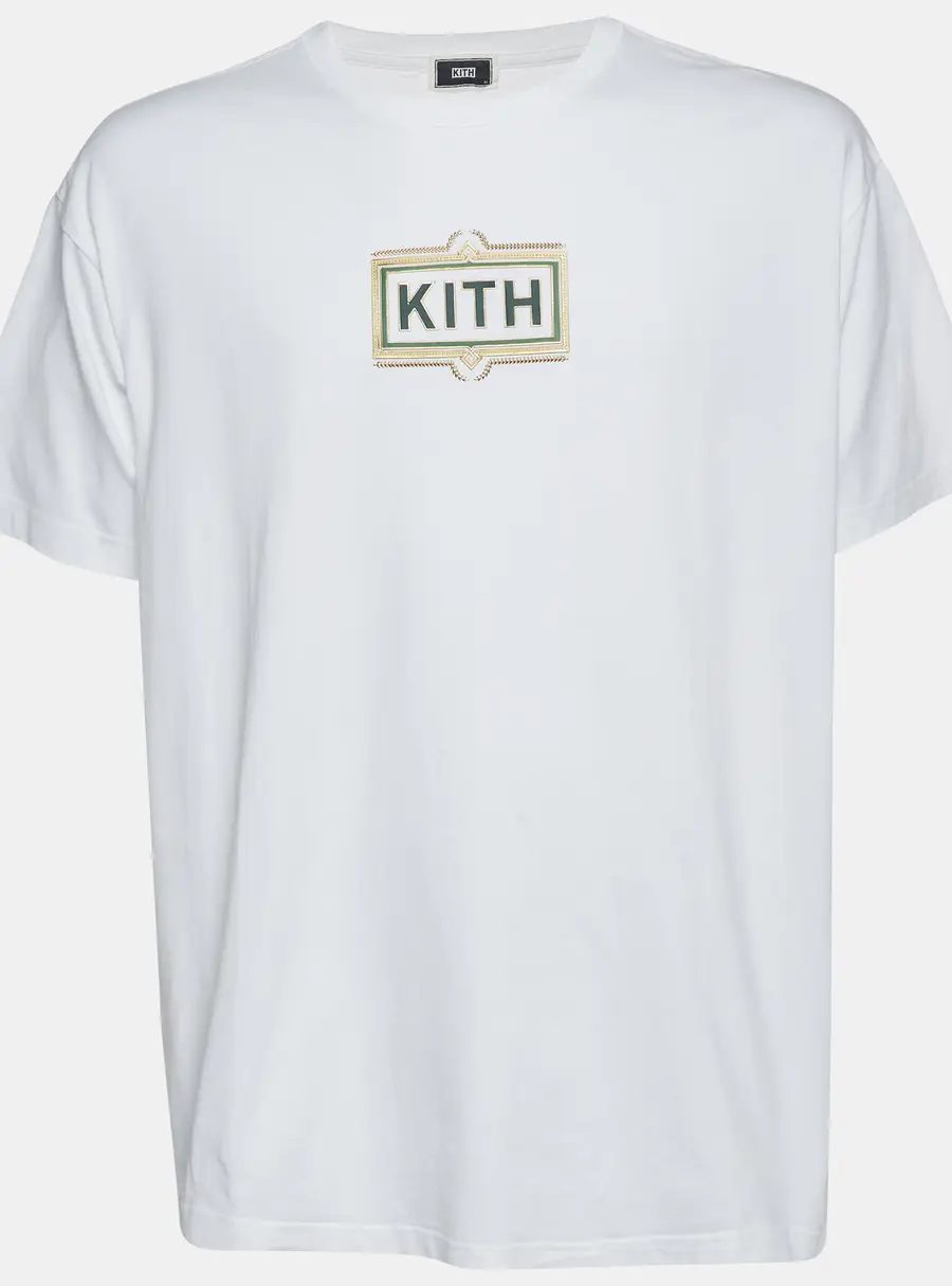 Kith White Logo Ornate Jersey Crew Neck T-Shirt XL
