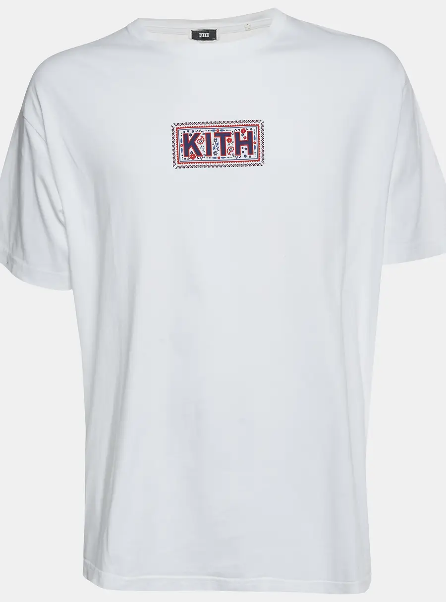 Kith White Logo Needlepoint Jersey T-Shirt XL