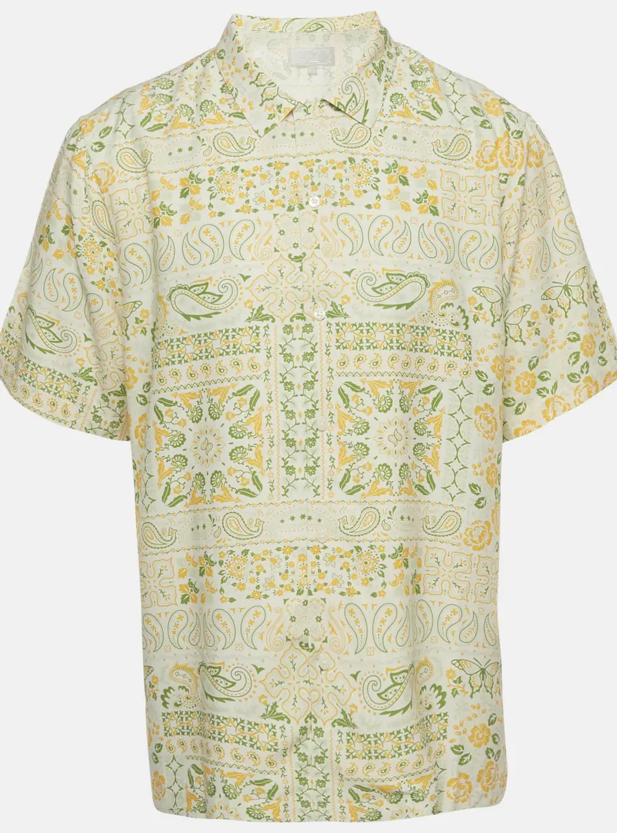 Kith White Paisley Print Silk Blend Thompson Camp Collar Shirt XL