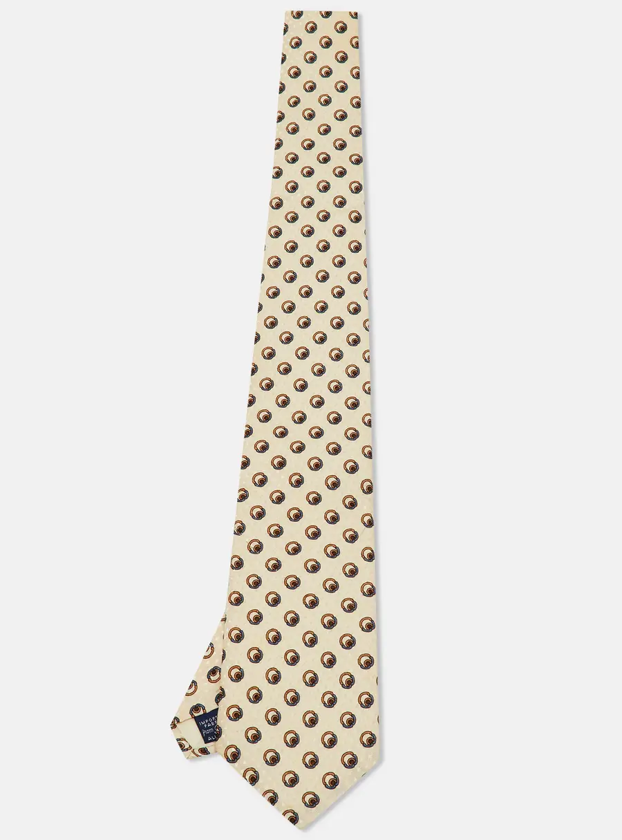 Lanvin Vintage Cream Printed Silk Tie
