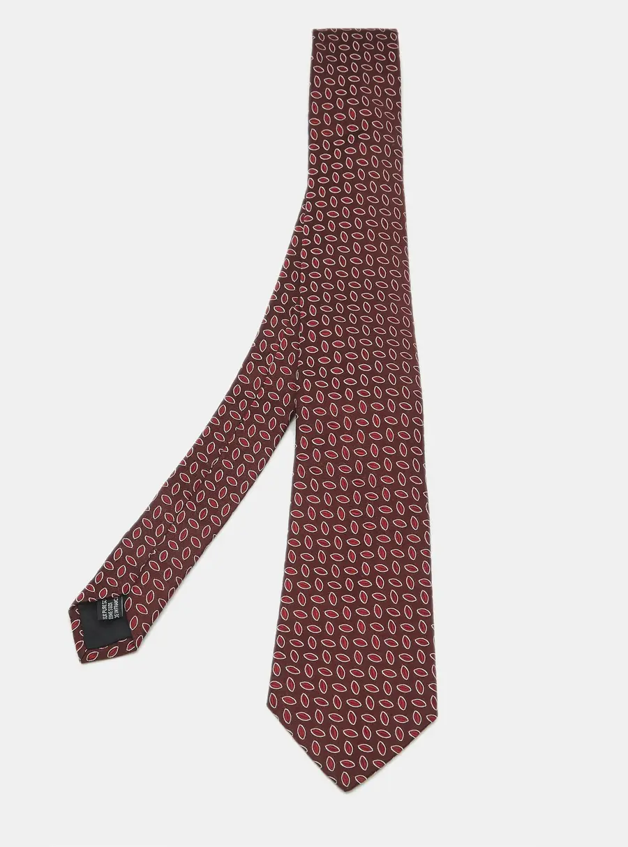 Lanvin Burgundy Jacquard Silk Tie