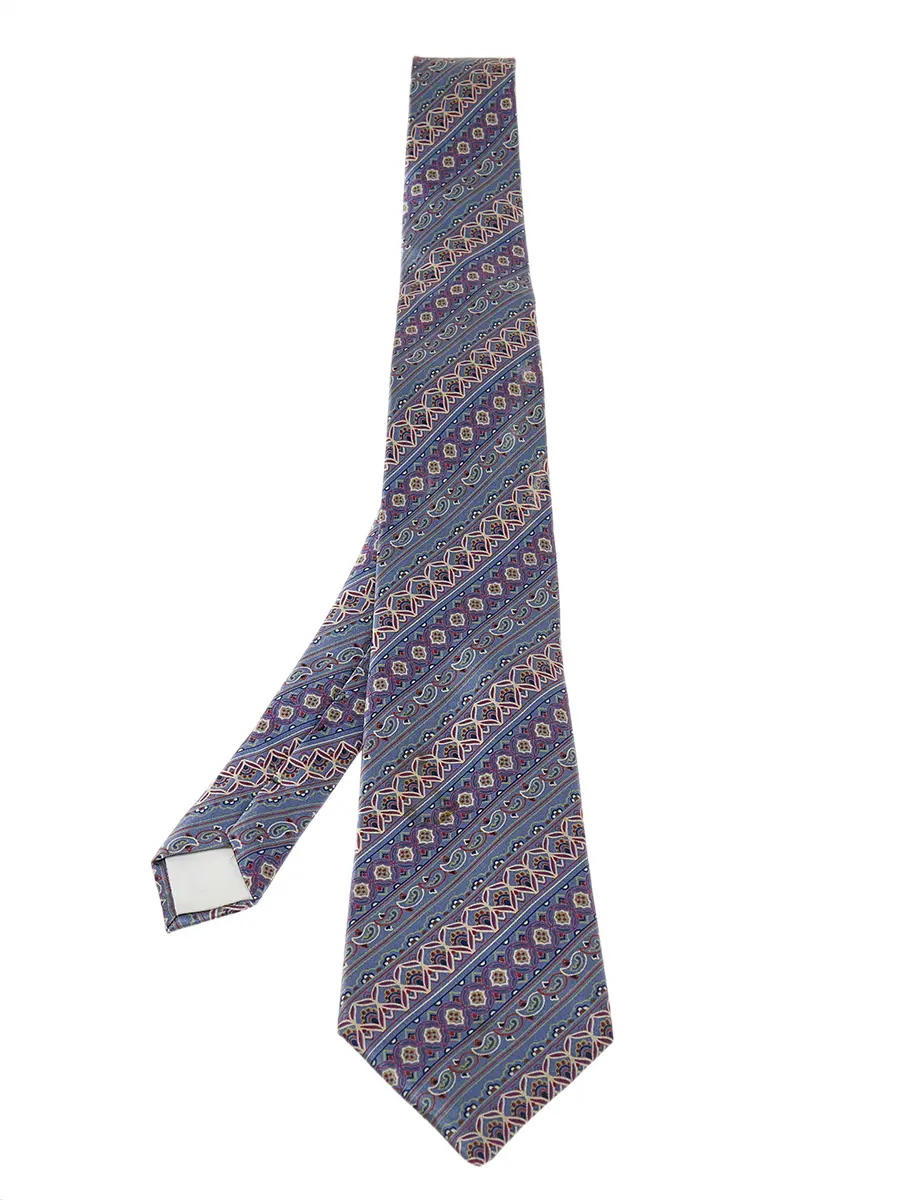 Lanvin Pale Purple Paisley Pattern Print Silk Tie