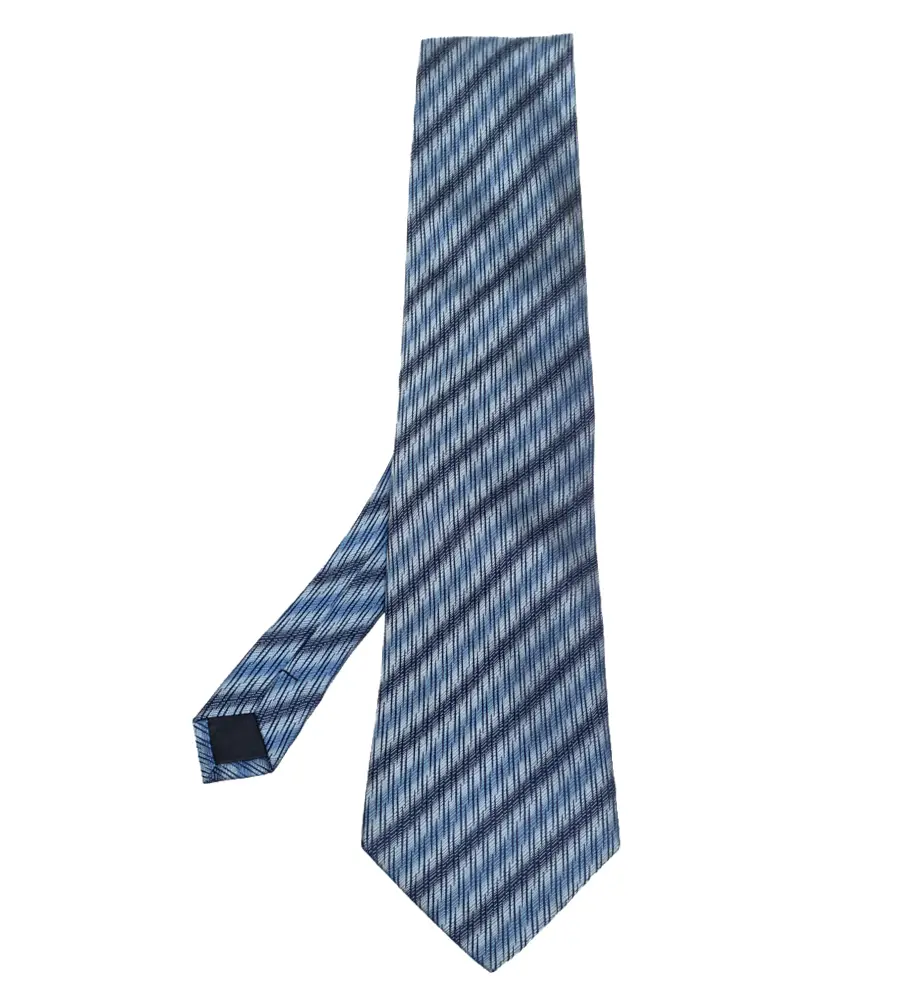 Lanvin Blue Striped Jacquard Silk Tie