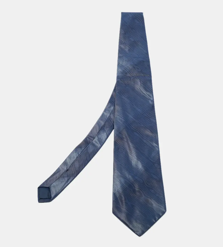 Lanvin Navy Blue Patterned Print Silk Tie
