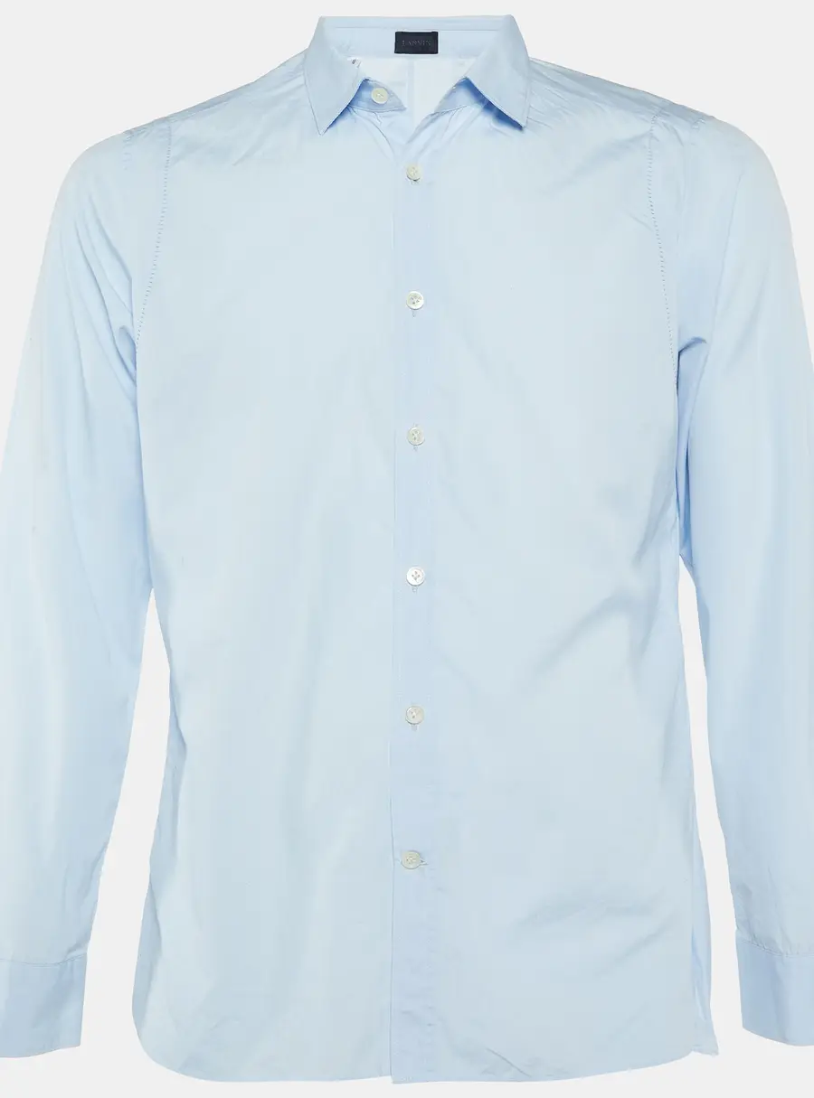 Lanvin Light Blue Cotton Button Front Shirt L