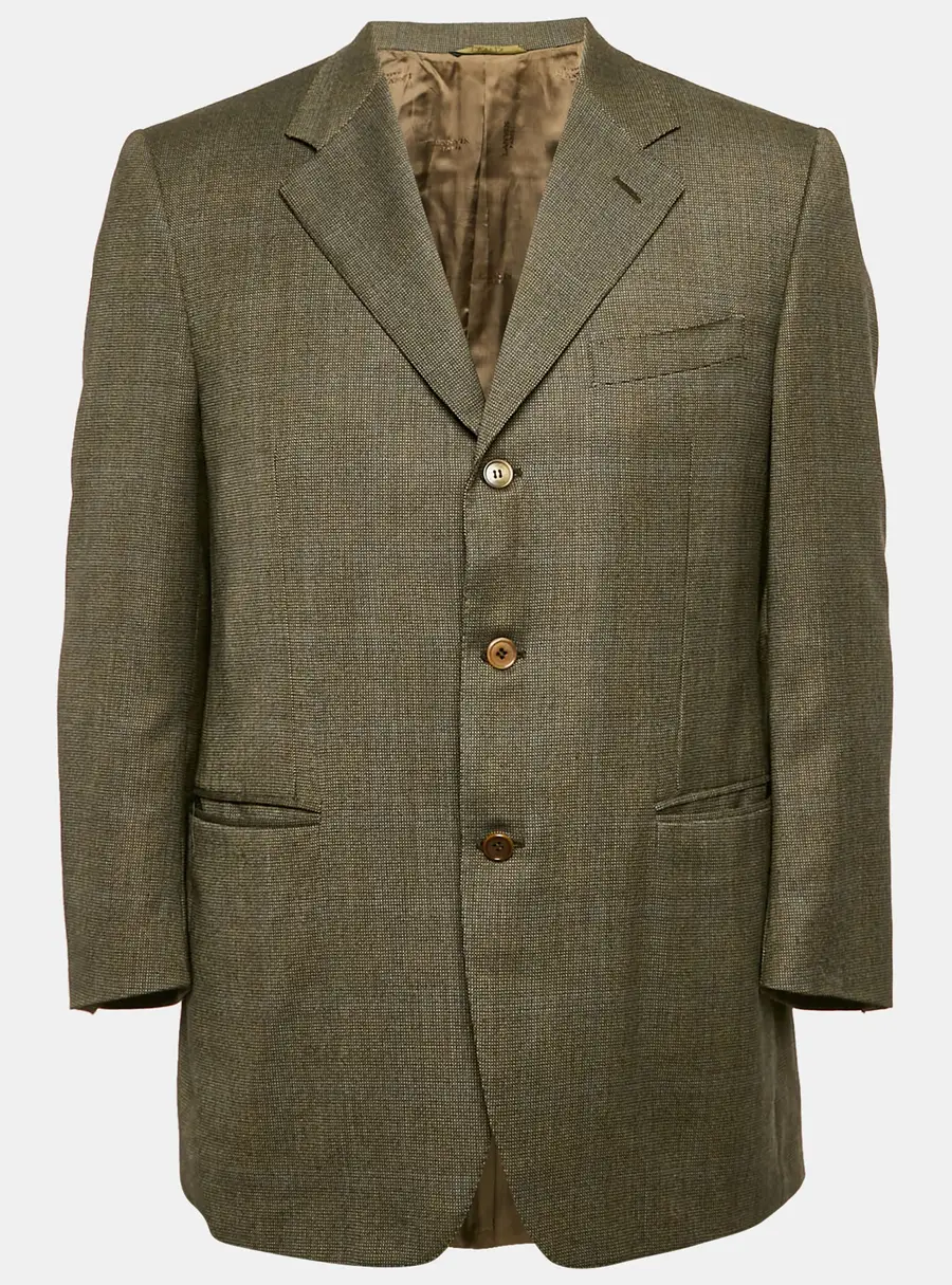 Lanvin Khaki Patterned Wool Regular Fit Blazer L