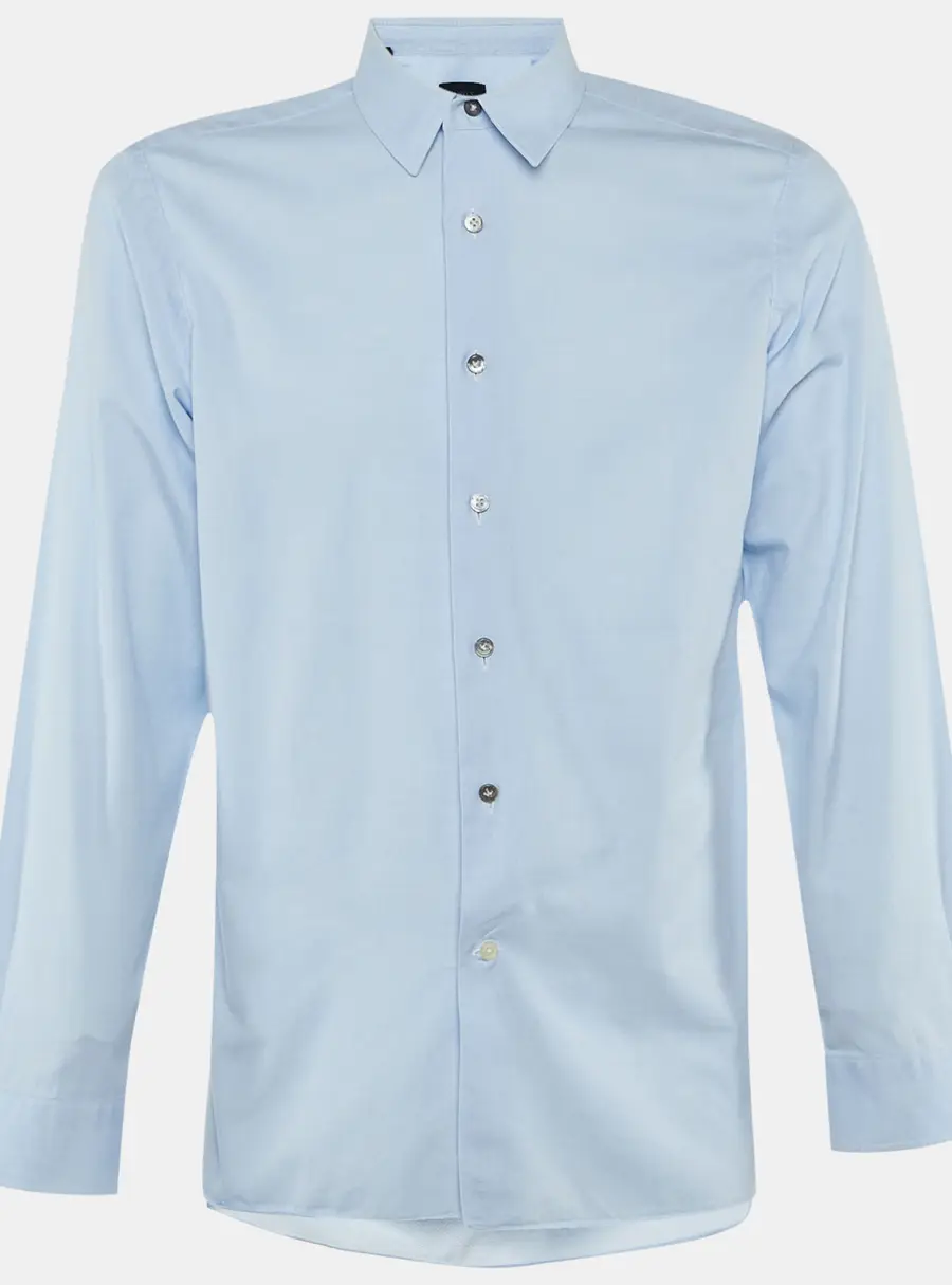 Lanvin Blue Cotton Button Front Shirt M