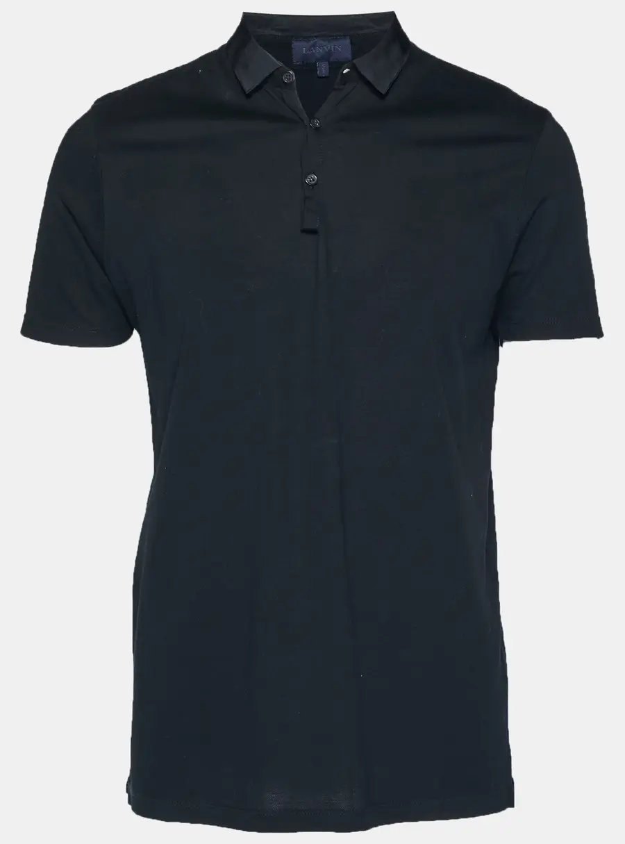 Lanvin Black Cotton Pique Polo T-Shirt M