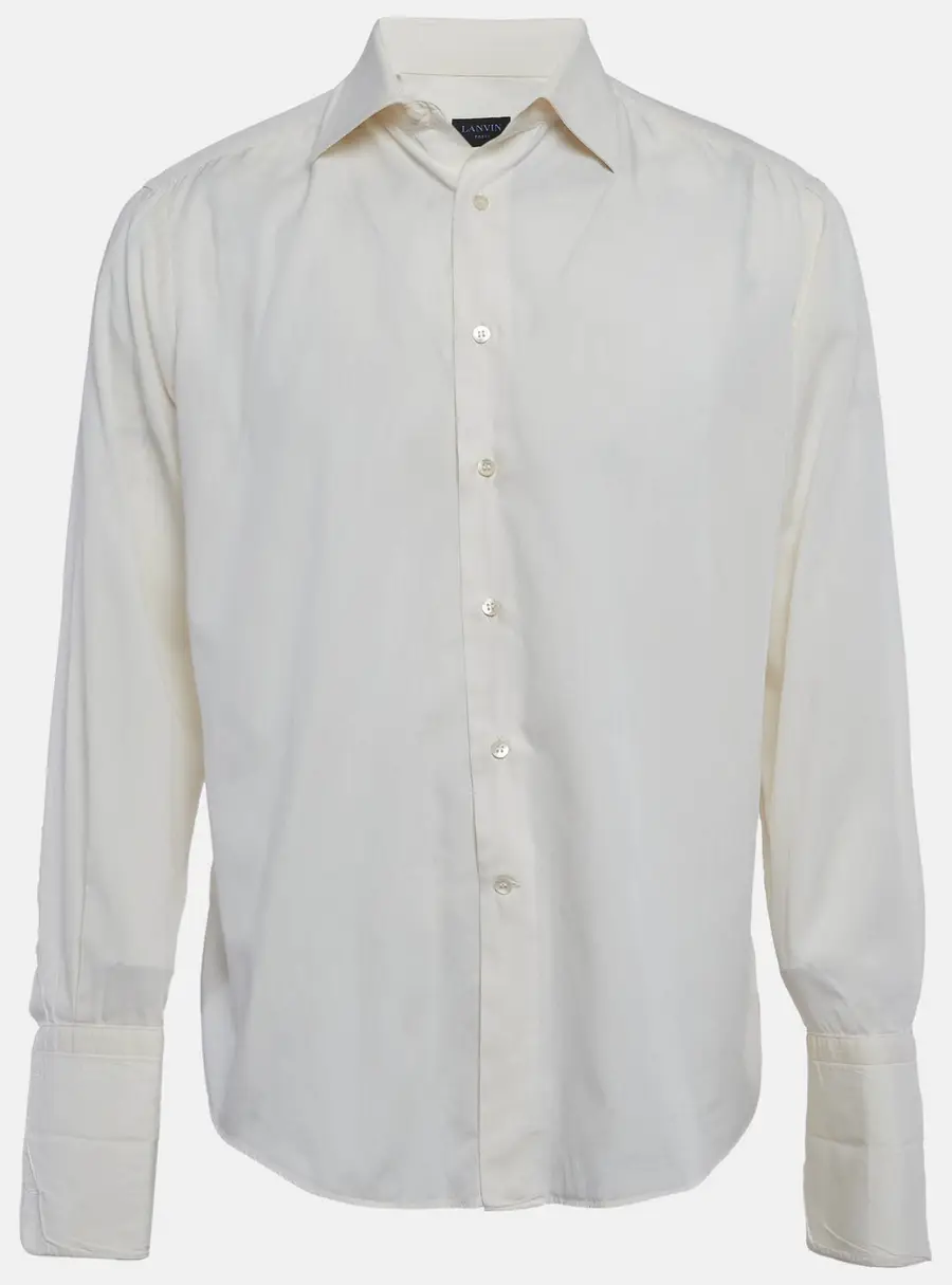 Lanvin White Cotton Twill Button Up Shirt L