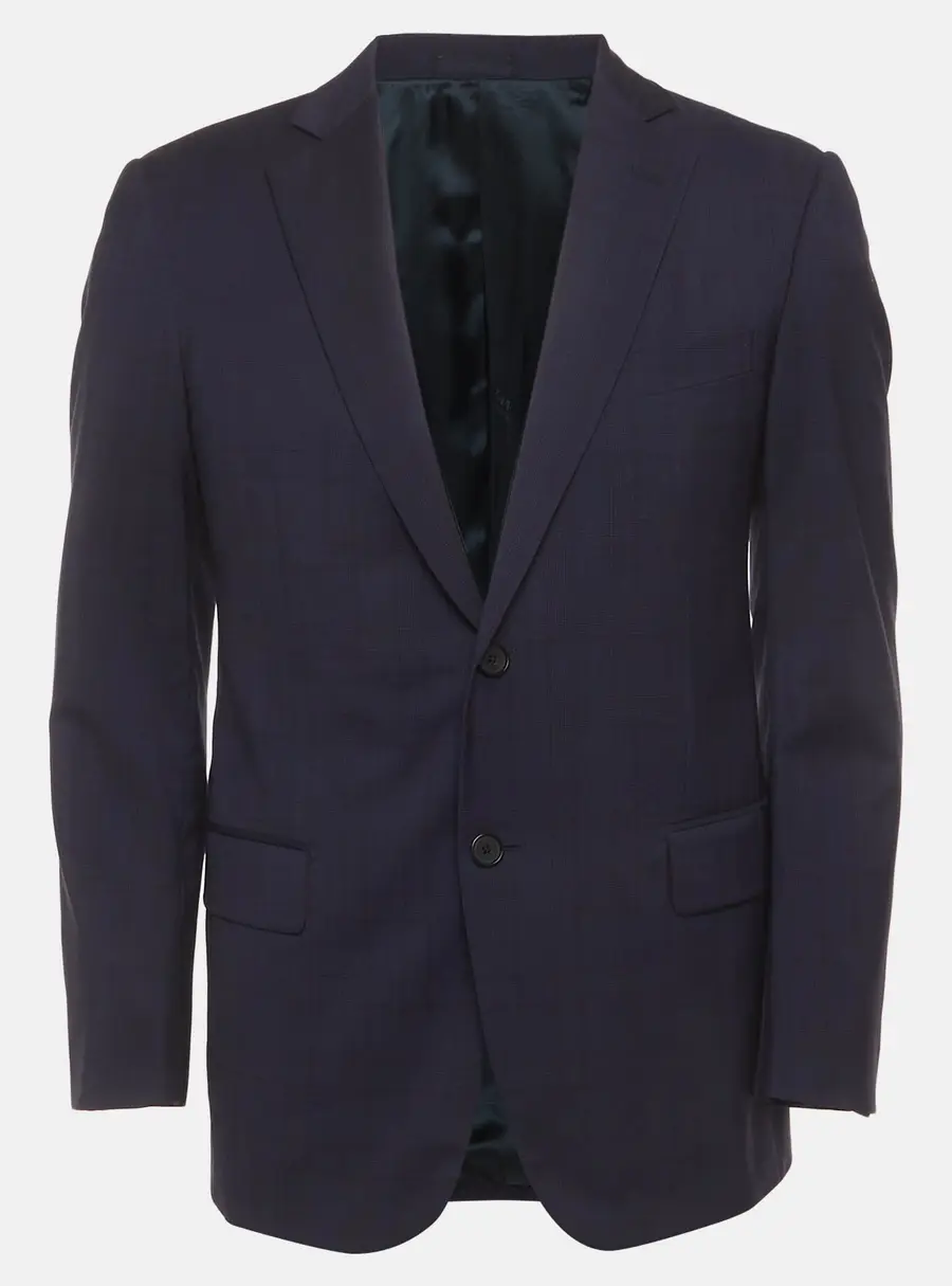 Lanvin Navy Blue Windowpane Wool Single Breasted Blazer M