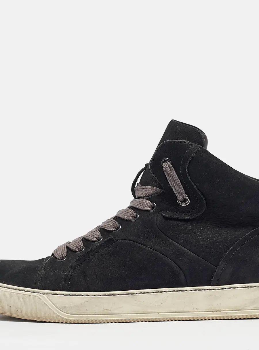 Lanvin Black Nubuck High Top Sneakers Size 42