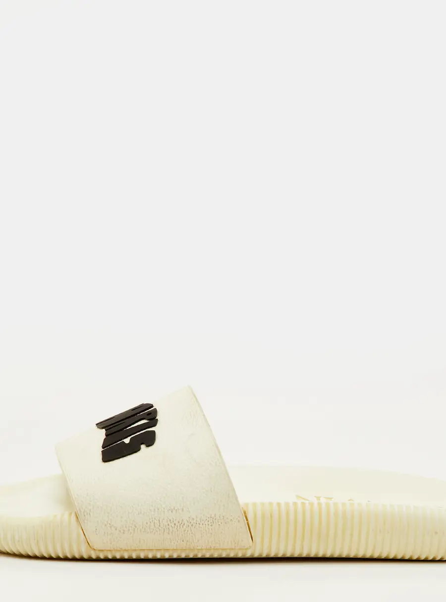Lanvin Arpege Size 42 White Rubber Flat Slide Sandals