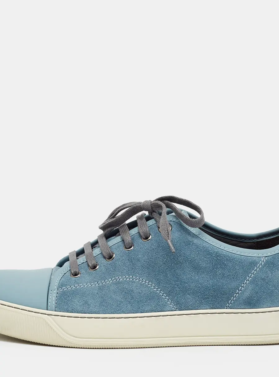 Lanvin DDB1 Size 43 Blue Leather and Suede Low Top Sneakers
