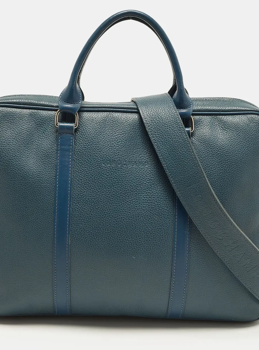 Longchamp Le Foulonne XS Blue Leather Briefcase Bag