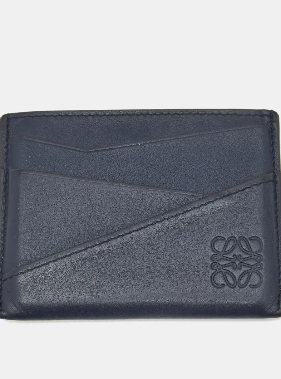 Loewe Puzzle Edge Navy Blue Leather Card Holder