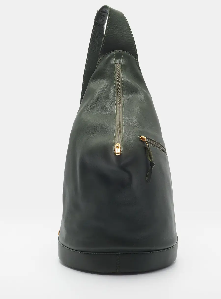 Loewe Anton Green Leather Sling Bag