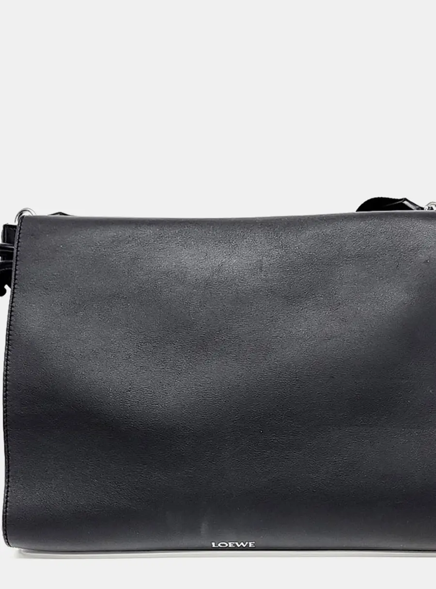 Loewe Black Leather Loewe Flamenco Messenger Crossbody Bag