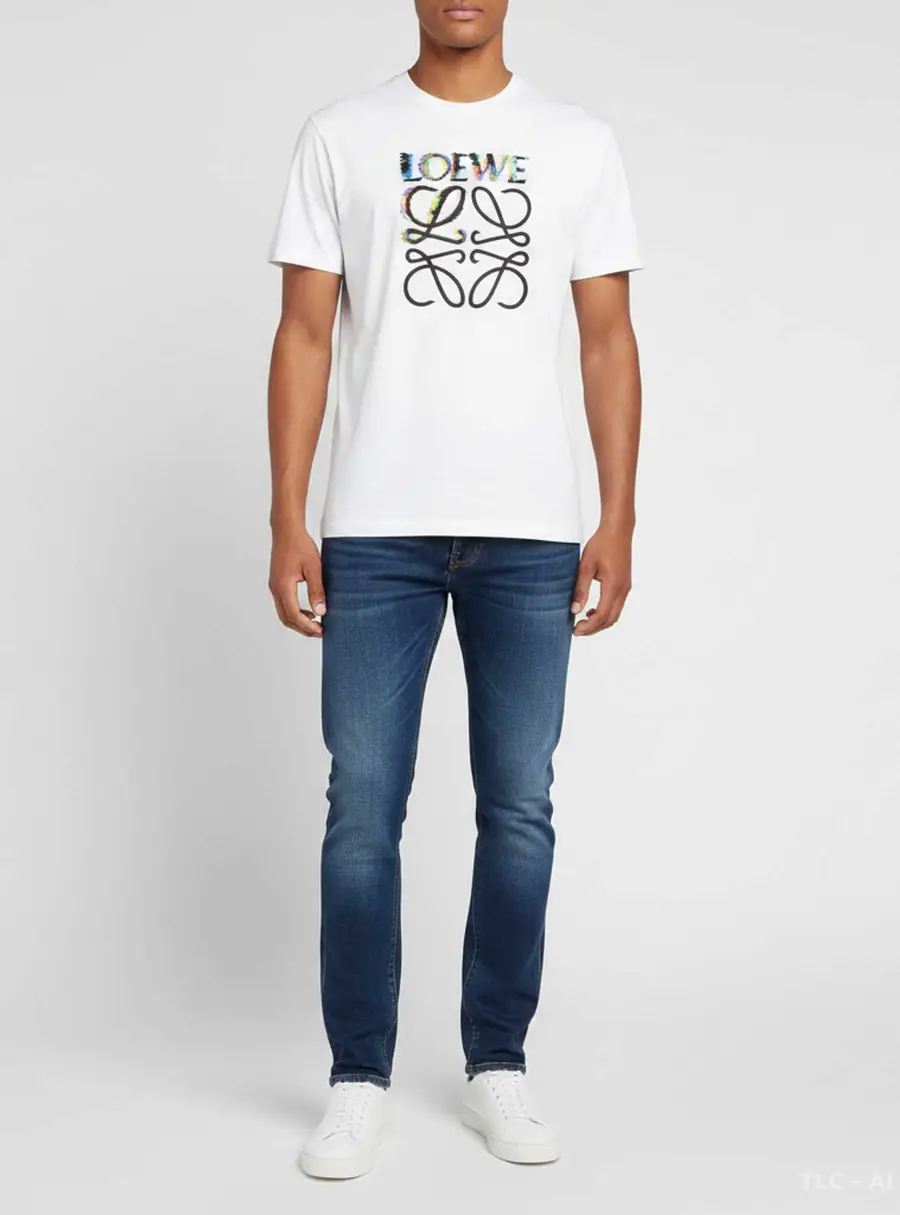 Loewe White Glitch Anagram Cotton Crew Neck T-Shirt XS