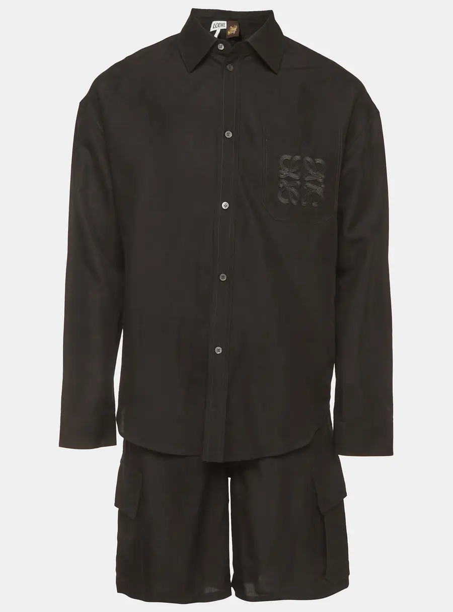 Loewe X Paul Ibiza Black Linen Blend Shirt and Shorts Set