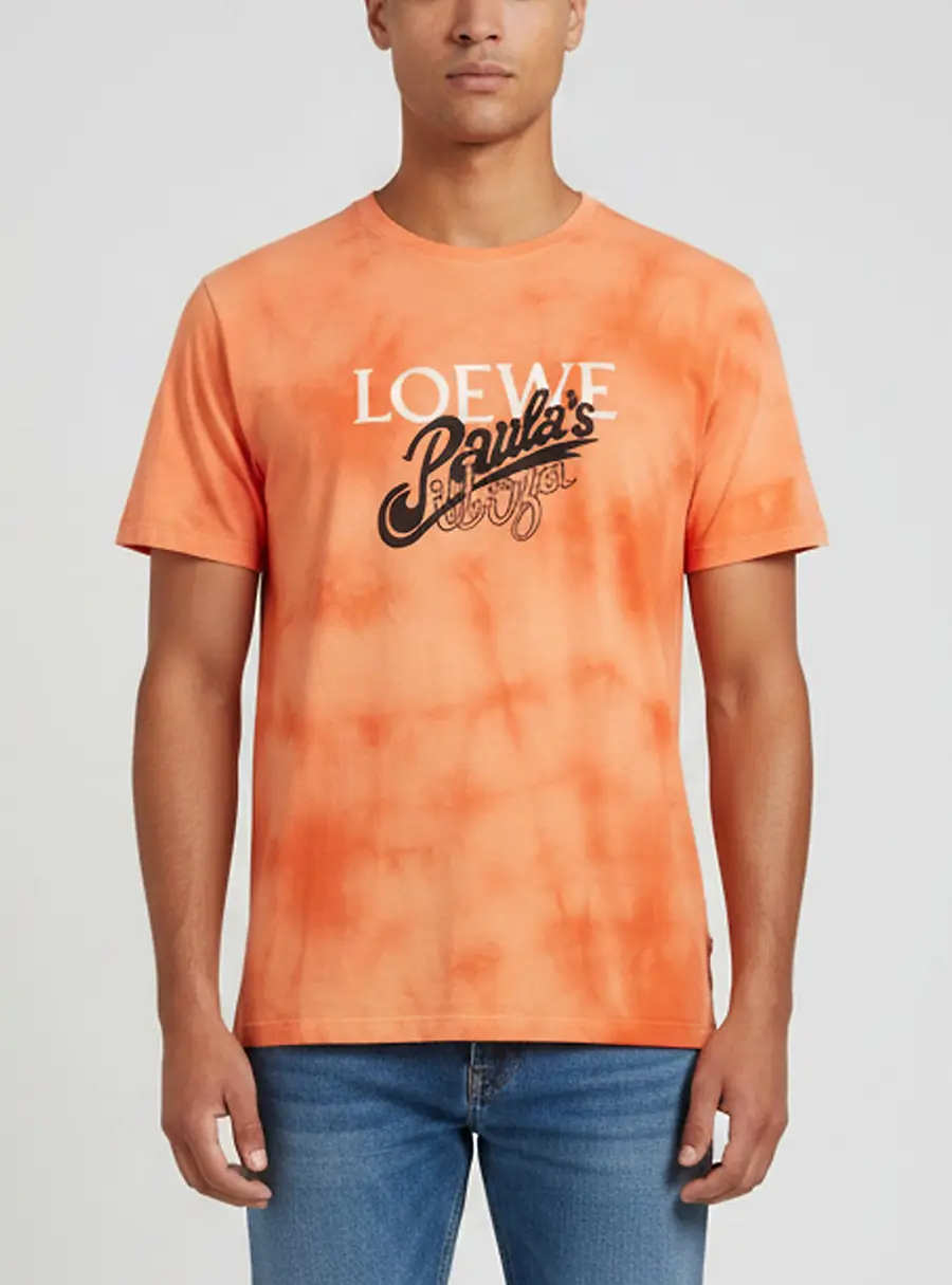 Loewe X Paula's Ibiza Orange Tie-Dye Logo Detail Jersey Crewneck T-Shirt XL