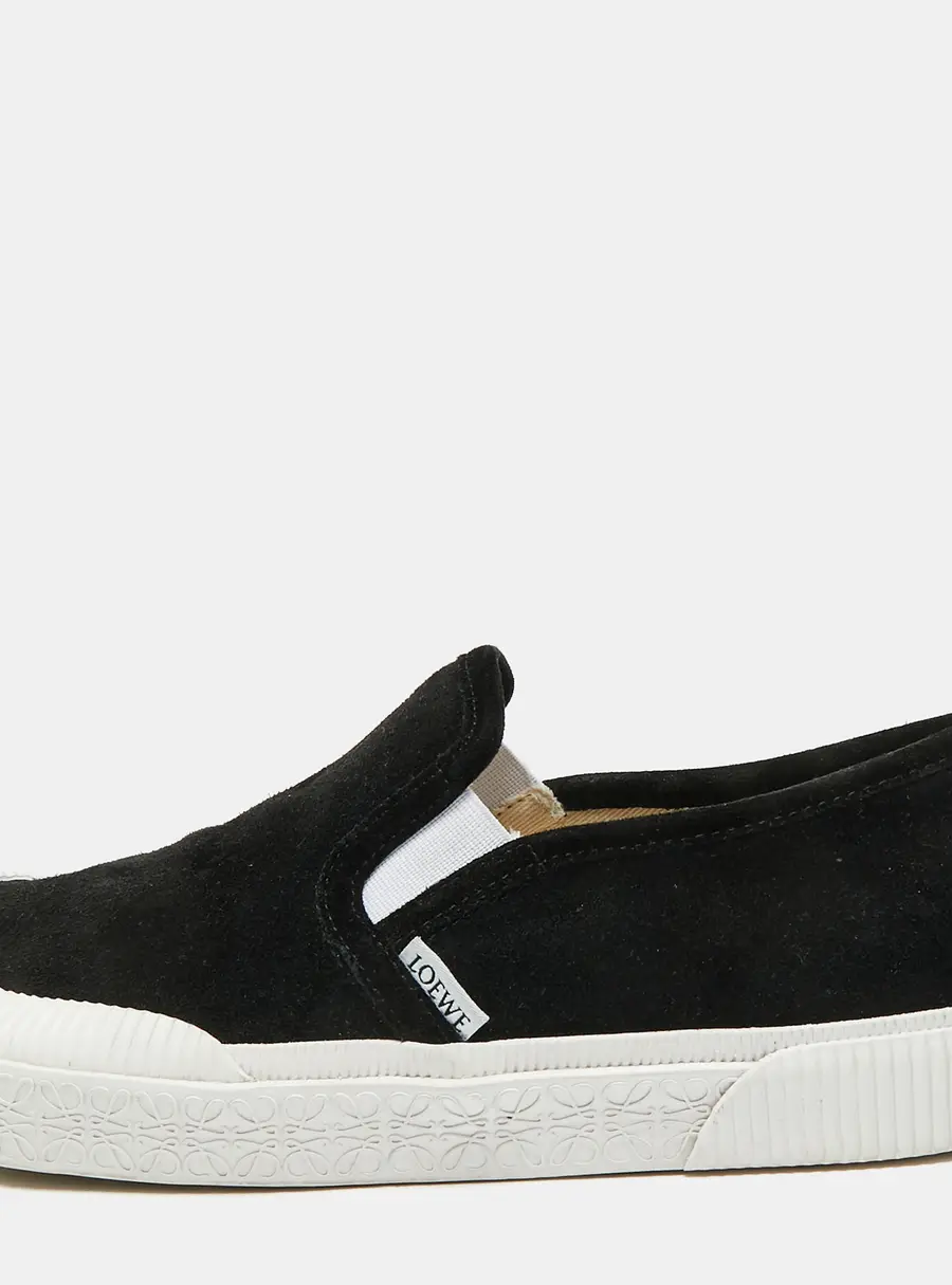 Loewe Terra Vulca Size 40 Black Suede Slip On Sneakers