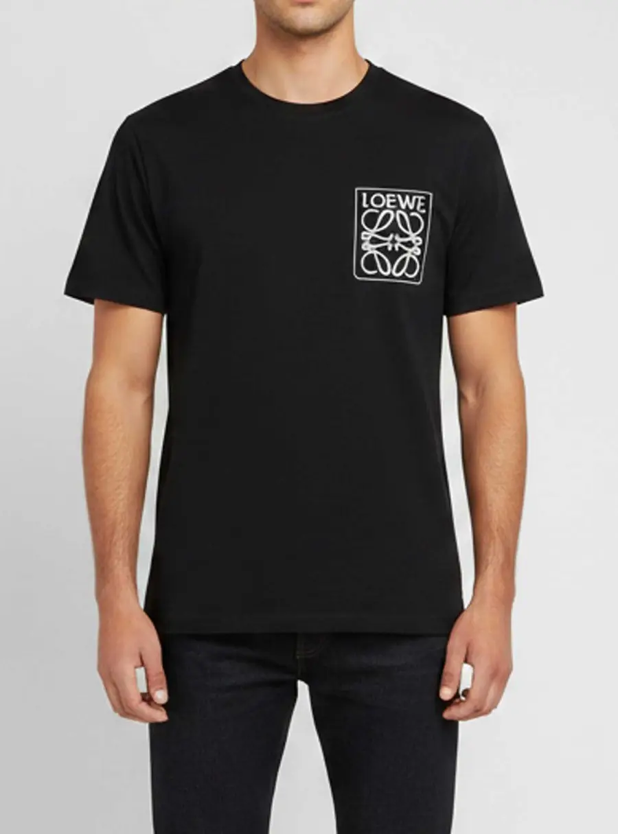 Loewe Black Cotton Knit Anagram Fake Logo Embroidered T-Shirt XL