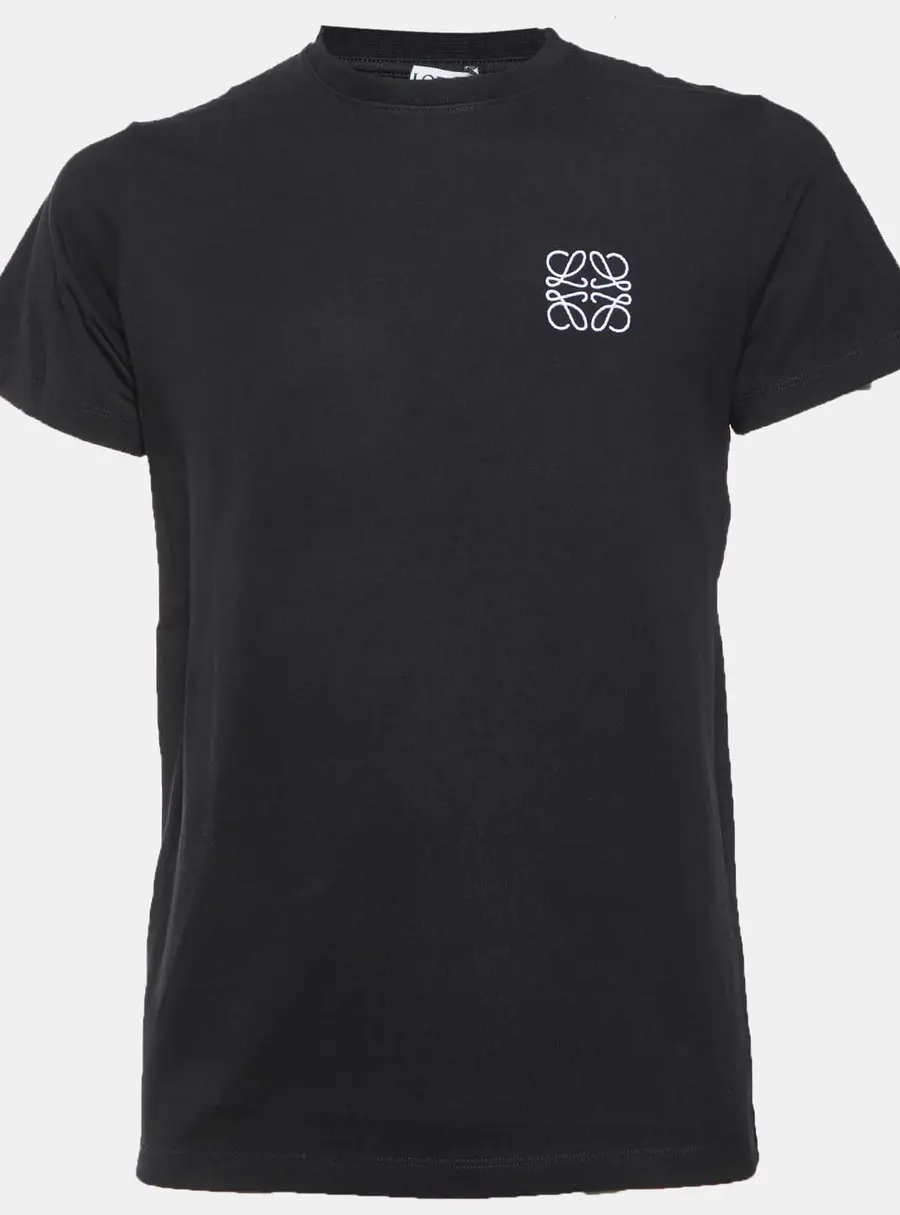 Loewe Black Anagram Embroidery Cotton Crew Neck T-Shirt S