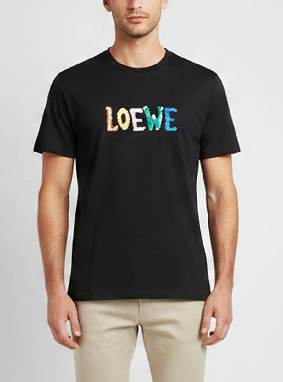 Loewe Black Logo Embroidered Jersey Crew Neck T-Shirt L
