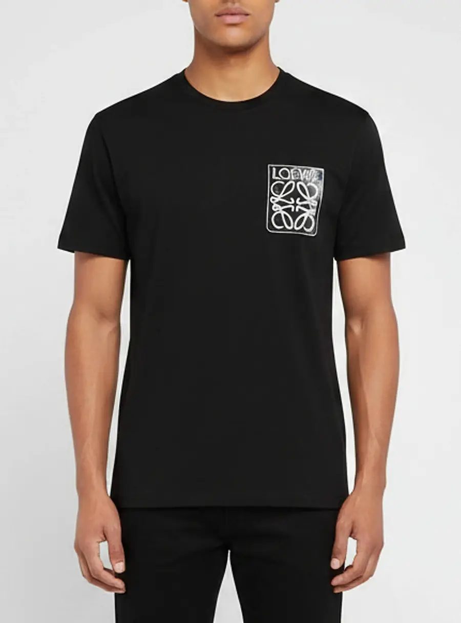 Loewe Black Cotton Anagram Fake Pocket Crew Neck T-Shirt L