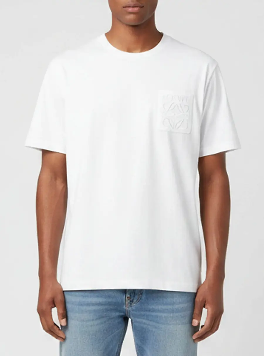 Loewe White Cotton Anagram Pocket Relaxed Fit T-Shirt L